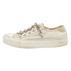 Dior Cream Canvas Walk'n'Dior Sneakers Size 38.5