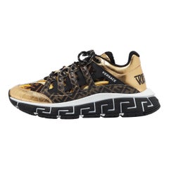 Fendi x Versace Multicolor Leather and Canvas Trigreca Sneakers Size 46