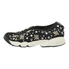 Dior Black Crystal Embellished Mesh Fusion Sneakers Size 39.5