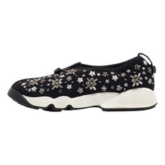 Dior Black Mesh Crystal Embellished Fusion Sneakers Size 38
