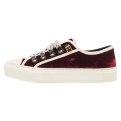 Dior Burgundy Velvet Walk'n'Dior Sneakers Size 38