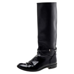 Dior Black Patent Leather Knee Length Boots Size 37.5