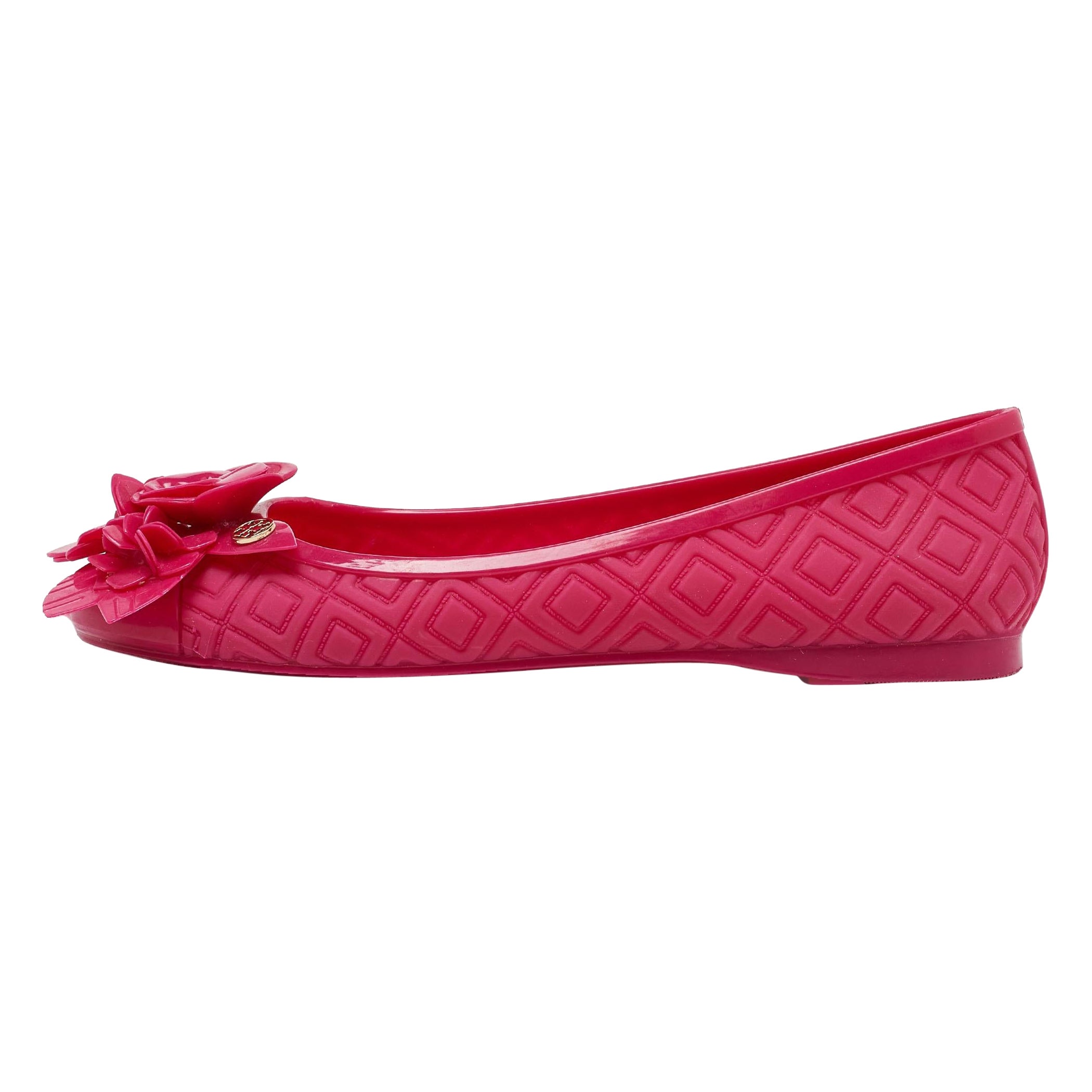Tory Burch Red Rubber Bow Ballet Flats Size 35