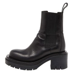 Used Bottega Veneta Black Leather Platform Chelsea Boots Size