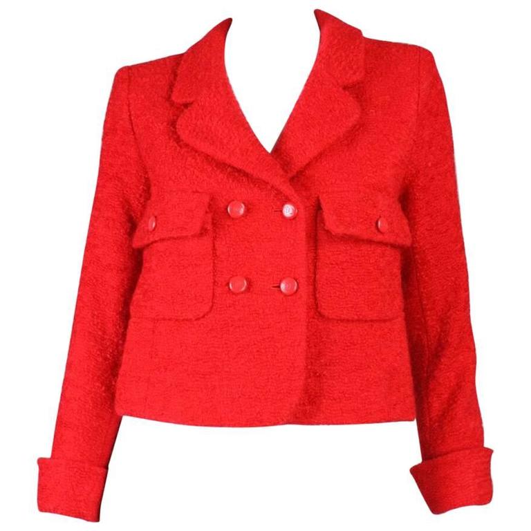 1990's Chanel Red Bouclé Jacket