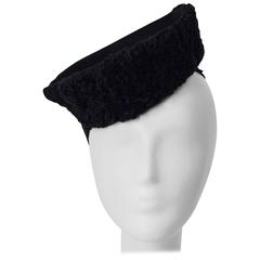 30s Black Persian Lamb Fashion Hat
