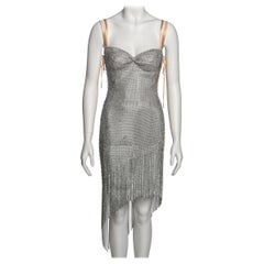 Dolce & Gabbana Swarovski Crystal Mesh Fringed Lace-Up Evening Dress, FW 2003