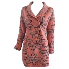 1980s Missoni Sport Knit Pink Floral Suit