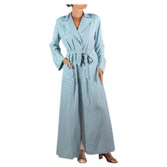 1940S Light Blue & Navy Rayon Polka Dot Robe