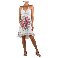 Morphew Collection Atelier A Bianco Vestito Midi in lino e cotone senza schienale