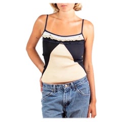 2001 Chanel Black & Cream Rayon Top