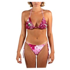 Vintage La Perla  Pink Hand Beaded Sequence Swimsuit
