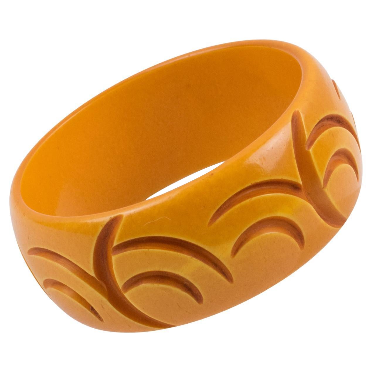 Butterscotch Bakelite Carved Bracelet Bangle