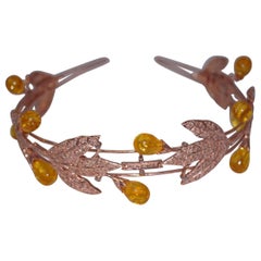 Natural Pave diamond Amber 925 sterling silver convertible necklace and tiara