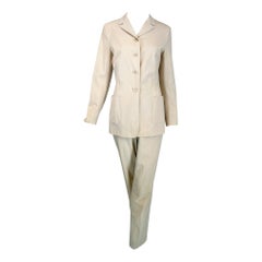 Vintage Jil Sander Off White Cotton Single Breasted Patch Pocket Jacket & Pant Set
