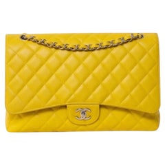 Borsa A Tracolla Chanel Maxi Jumbo Timeless Caviar Gialla