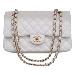 Chanel Standard Classic White Caviar Leather Double Flap Bag