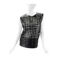 Neu Versus Versace X Anthony Vaccarello Perforiertes verziertes Top aus Leder It 40