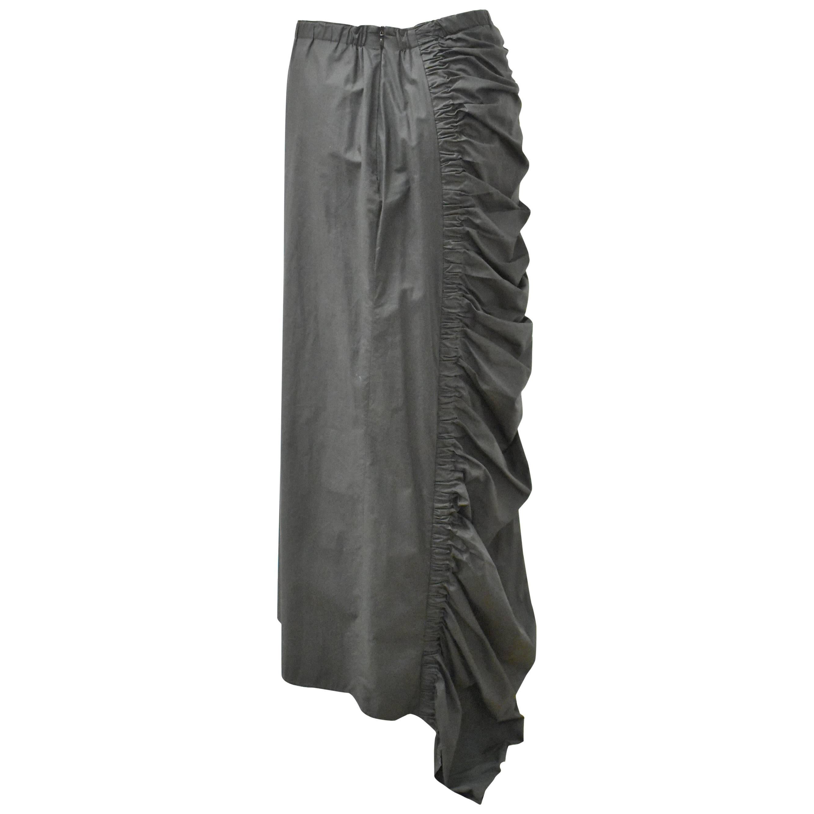 Dries Van Noten Long Black Ruched Skirt 