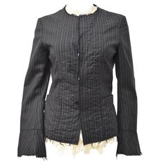 Junya Watanabe Man Pinstripe Jacket with Lace Trim