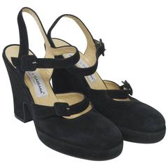 Retro Dolce & Gabbana Black Suede Platform Shoes