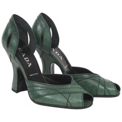 Prada Green Leather D'Orsay Pumps