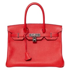 Borsa a mano Hermès Birkin 30 Epsom Rouge Casaque