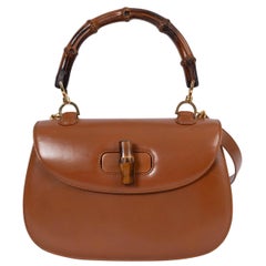 GUCCI braunes Leder VINTAGE 1947 BAMBOO Top Handle Bag
