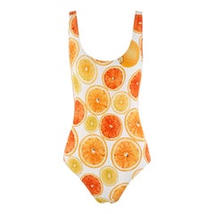 Gucci Tom Ford S/S 1995 Orange Citrus Fruit Print Plunge Back One Piece Swimsuit