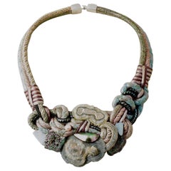 Designer Signature Alex & Lee Multi Gemstone and Cord Statement Bib Necklace 278