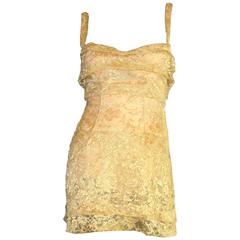 Retro Amazing 1990s Dolce & Gabbana Draped Golden Lace Corset Dress