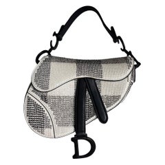 Dior Saddle Mini Beaded Black and White checkered Pattern