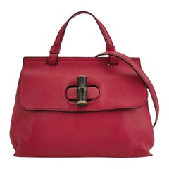 Gucci Pink Leather Small Bamboo Daily Top Handle Bag