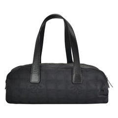 Chanel Travel Line Boston /Bowling Bag 2002 -2003 Schwarze Stoff-Umhängetasche