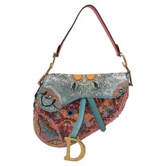 Christian Dior Saddle Medium Multicolor Beads and Calfskin Leather Shoulder Bag