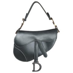 Dior Sattel Mini-Mini-Seidenschal in Blau und Grau mit kristallbesetzten Schnallen