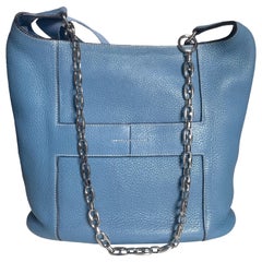 Hermès Taurillon Clemence Good News 28 PM Blue Jeans Hobo Crossbody Bag