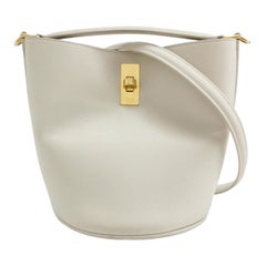 Celine 16 Bucket Bag White Calfskin Leather Crossbody Bag