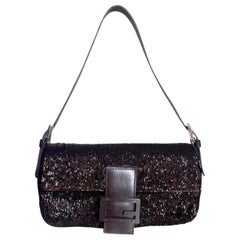 Fendi Baguette Vintage Chocolate Brown Glitter Beads