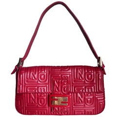 Fendi Baguette 1997 Re-edition 3D Embossed Red Leather Shoulder bag