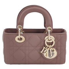Lady D-Joy Micro Handbag Dark Nude Beige Lambskin Cannage Leather No Strap