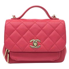 Chanel Business Affinity Small Pink Caviar Leather Top Handle Crossbody Bag