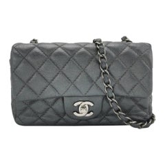 Chanel Classic Flap Rectangular Mini Gunmetal Grey Caviar Leather Crossbody Bag