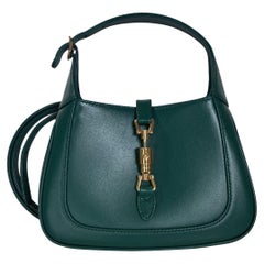 Gucci Jackie 1961 Mini Handbag in Green Leather with Adjustable Strap Giftable