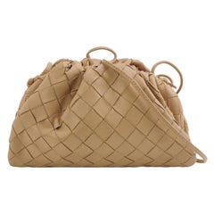 Bottega Veneta Pouch Mini Intrecciato Beige Lambskin Leather Crossbody Bag
