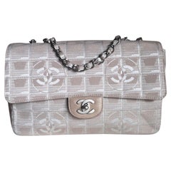 Chanel Beige Canvas Ice Cube Classic Flap 2000-2002 Shoulder Bag