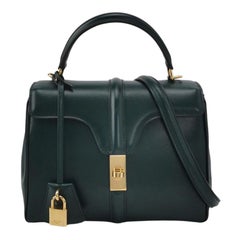 Celine 16 Bag Small Dark Green Smooth Calfskin Leather