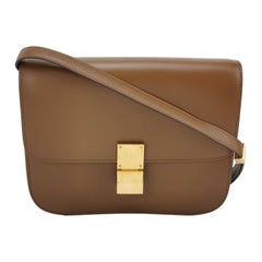 CELINE Classic Box Flap Caramel Brown Leather crossbody bag