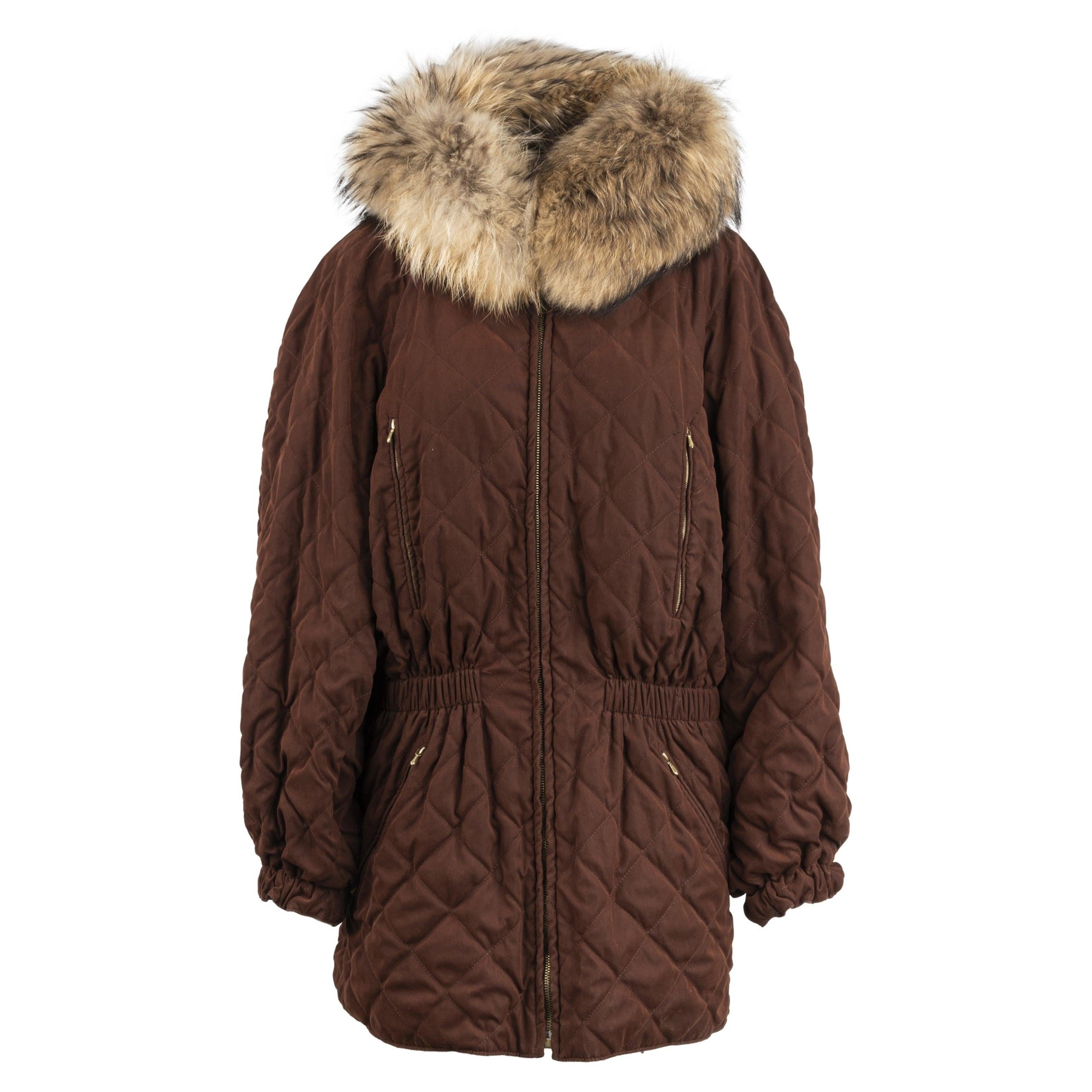 Hermès Quilted Jacket with Fox Fur - '80s For Sale