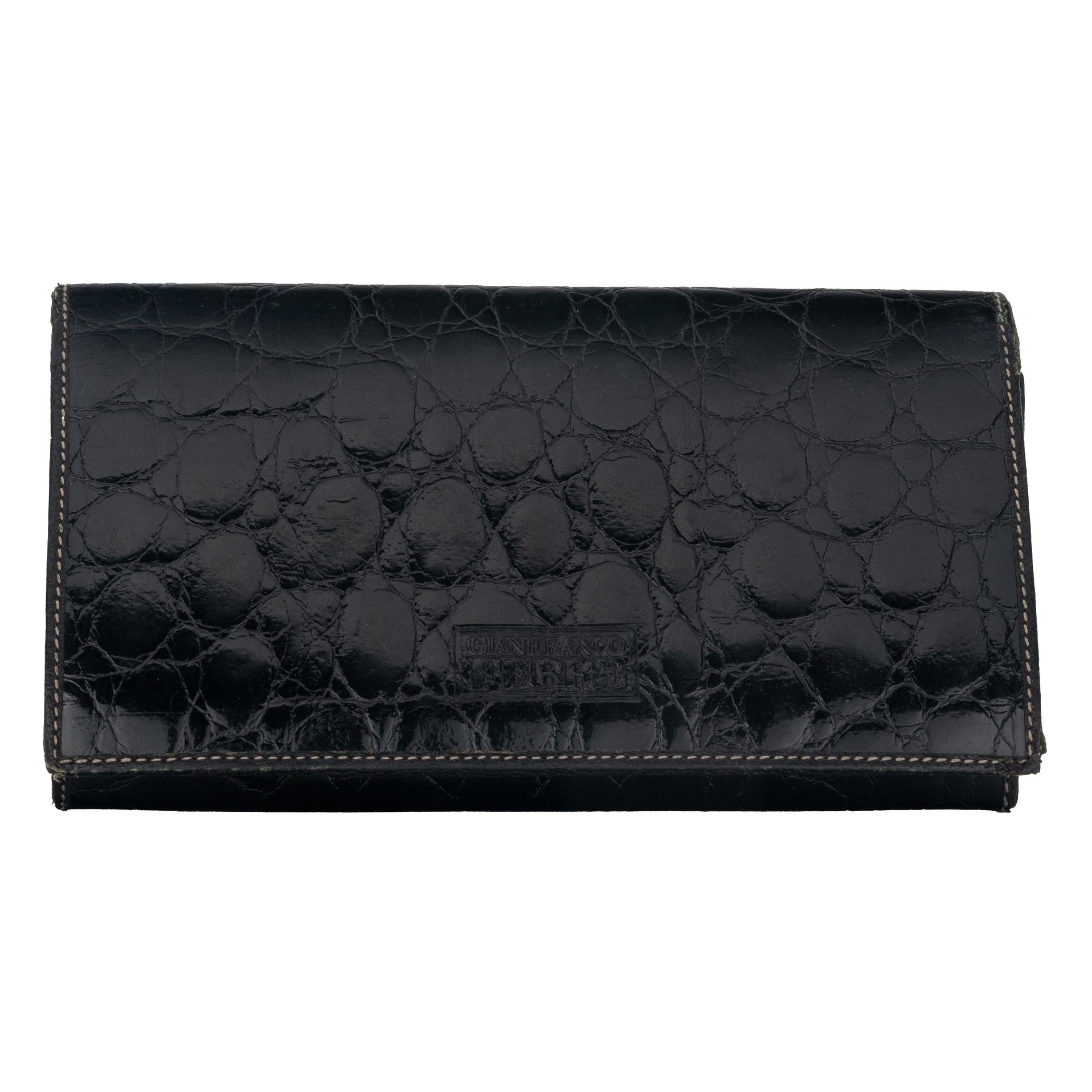 Gianfranco Ferré Black Crocodile Wallet - '70s For Sale